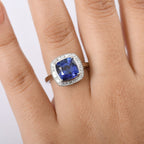 Rhapsody 950 Platinum AAAA Tanzanite & VS-E/F White Diamond Halo Ring 5.03 Ct, Platinum Wt. 6.70 Gms_8212894_2