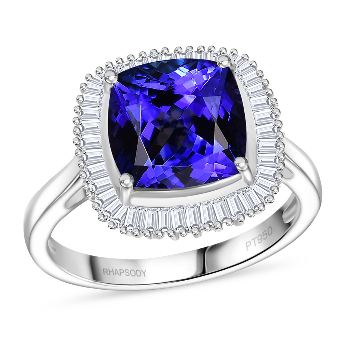 Rhapsody 950 Platinum AAAA Tanzanite &amp; VS-E/F White Diamond Halo Ring 5.03 Ct, Platinum Wt. 6.70 Gms 8212894 4