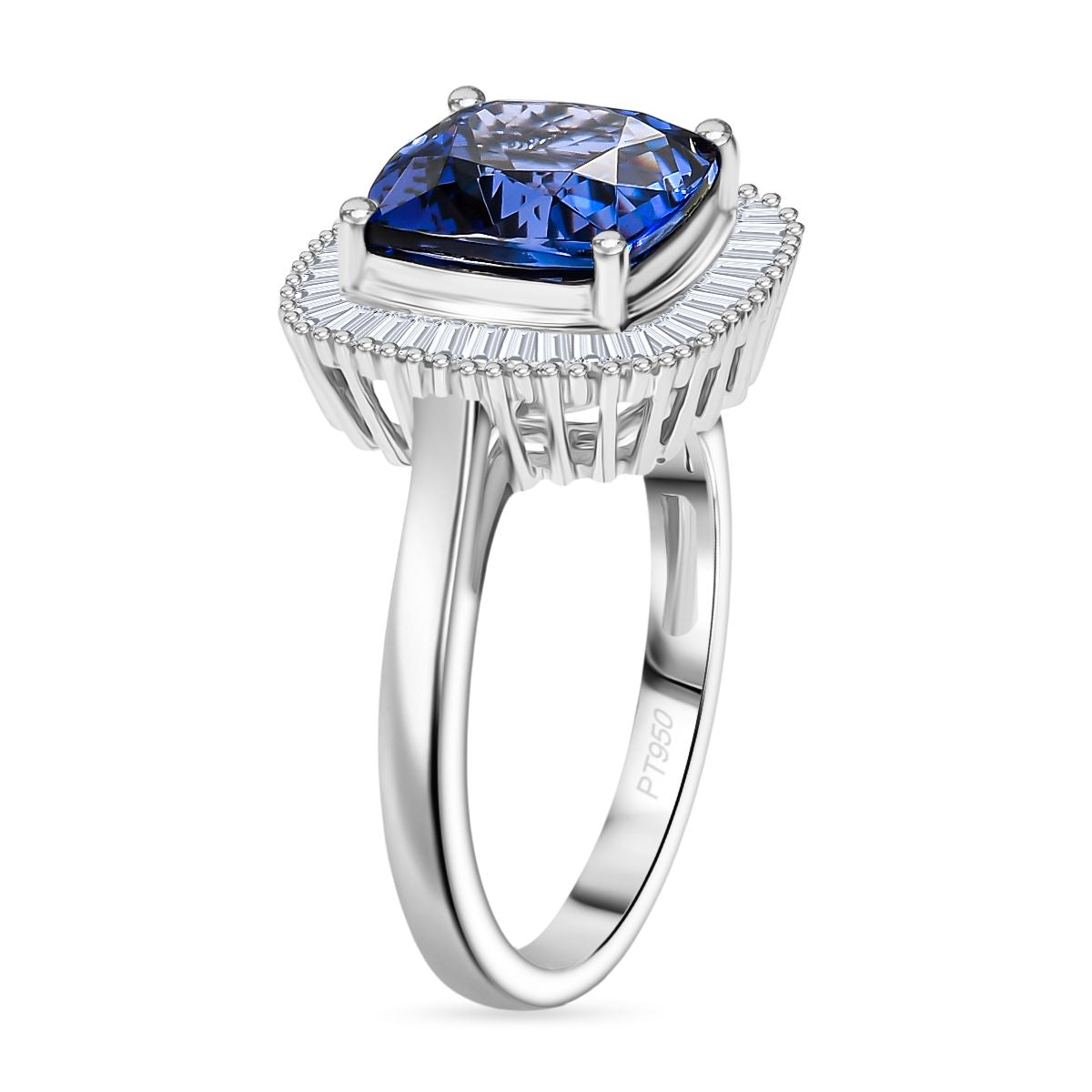 Rhapsody 950 Platinum AAAA Tanzanite &amp; VS-E/F White Diamond Halo Ring 5.03 Ct, Platinum Wt. 6.70 Gms 8212894 5