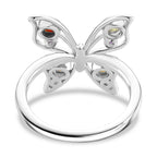 LucyQ Butterfly Collection - Red Garnet, African Amethyst & Multi Gemstones Cluster Butterfly Ring in Rhodium Overlay Sterling Silver_8213478_4