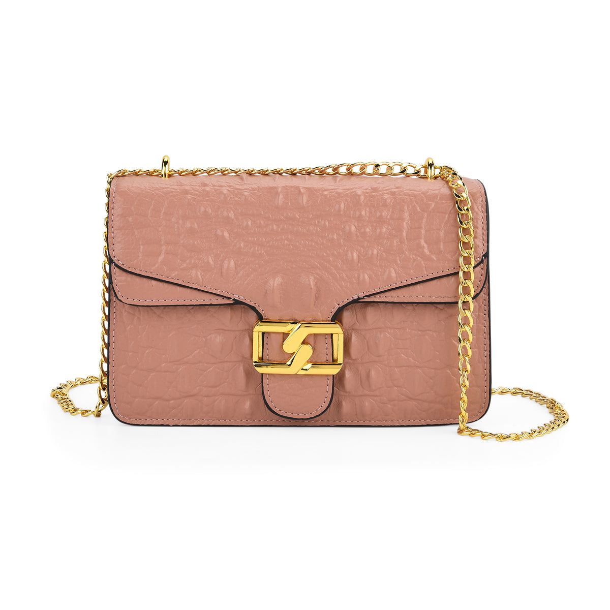 La Marey Genuine Leather Crossbody Bag with Chain Strap (120 cm)  - Pink V32525899 0