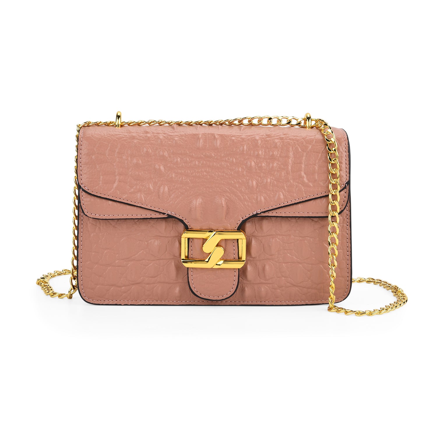 La Marey Genuine Leather Crossbody Bag with Chain Strap (120 cm)  - Pink V32525899 0