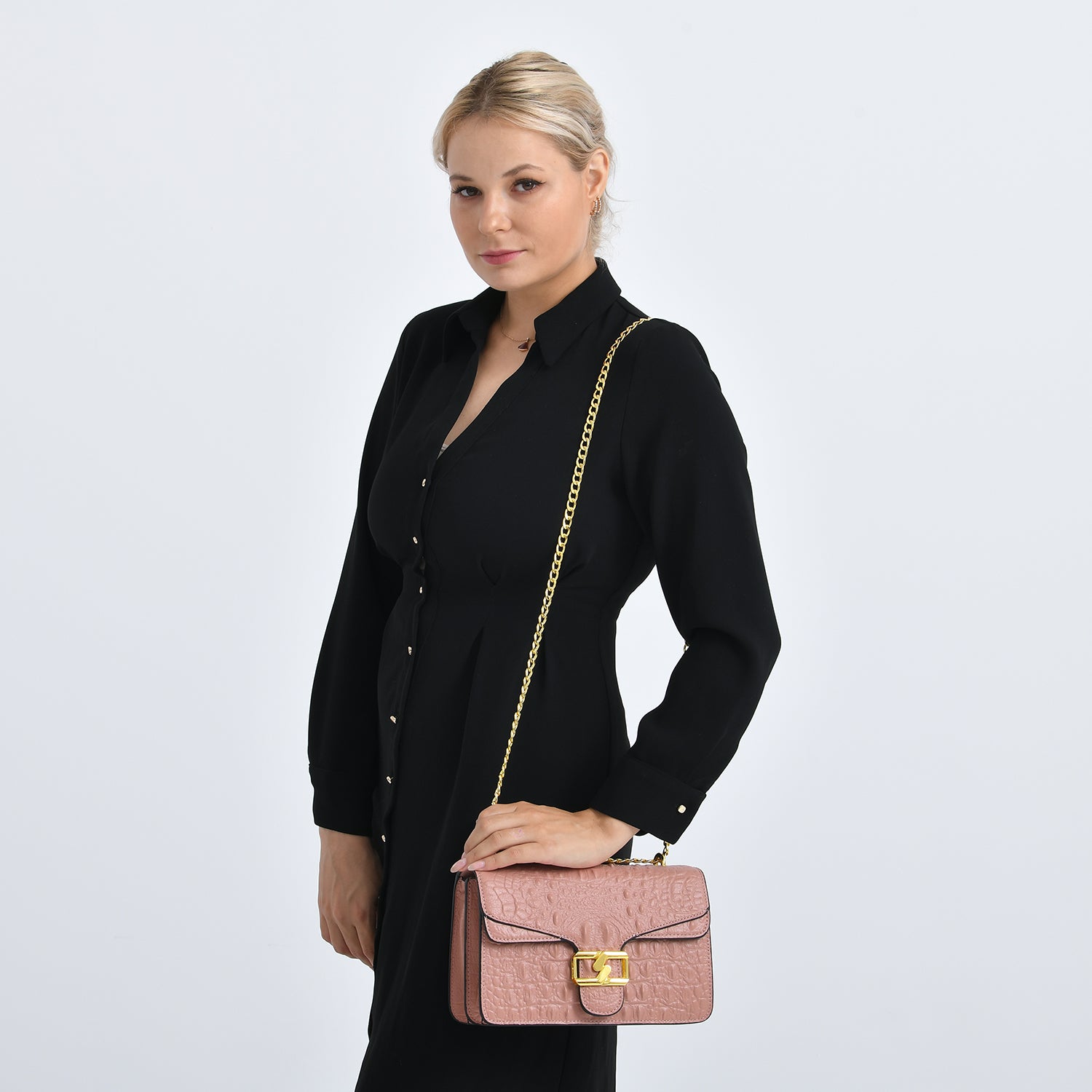 La Marey Genuine Leather Crossbody Bag with Chain Strap (120 cm)  - Pink V32525899 3