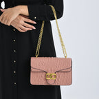 La Marey Genuine Leather Crossbody Bag with Chain Strap (120 cm)  - Pink_8214473_3