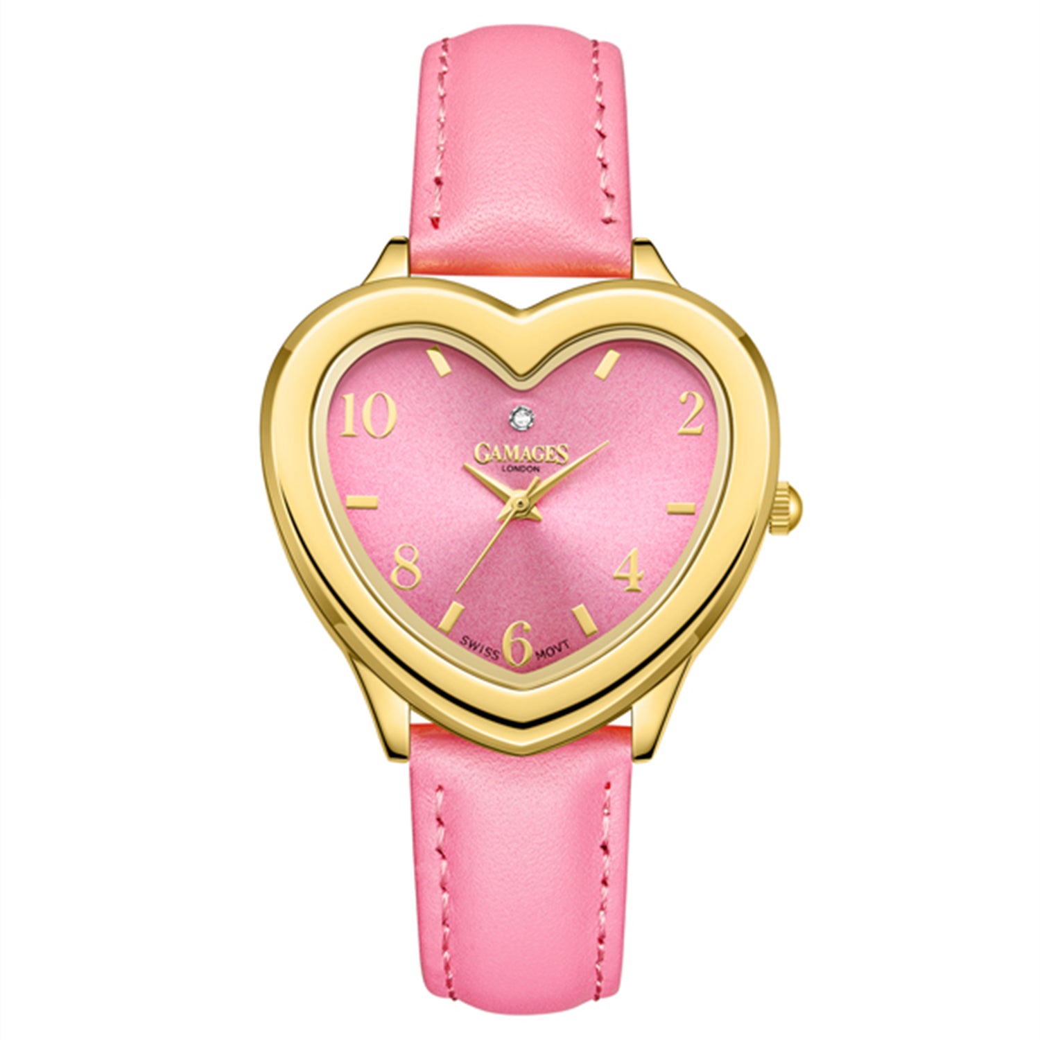 GAMAGES OF LONDON Limited Edition Pure Heart Diamond in Gold Pink Quartz Watch with Stainless Steel - 5 Year Warranty 8215062 0