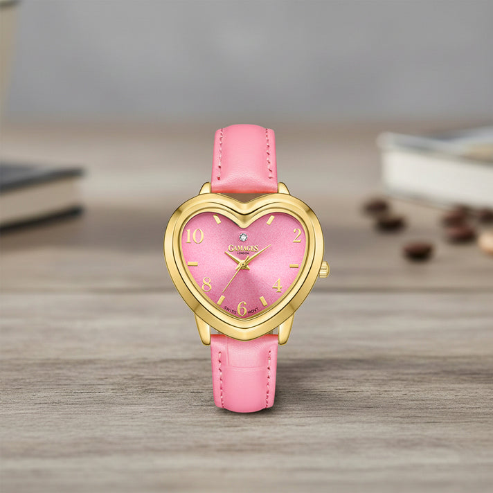 GAMAGES OF LONDON Limited Edition Pure Heart Diamond in Gold Pink Quartz Watch with Stainless Steel - 5 Year Warranty 8215062 2
