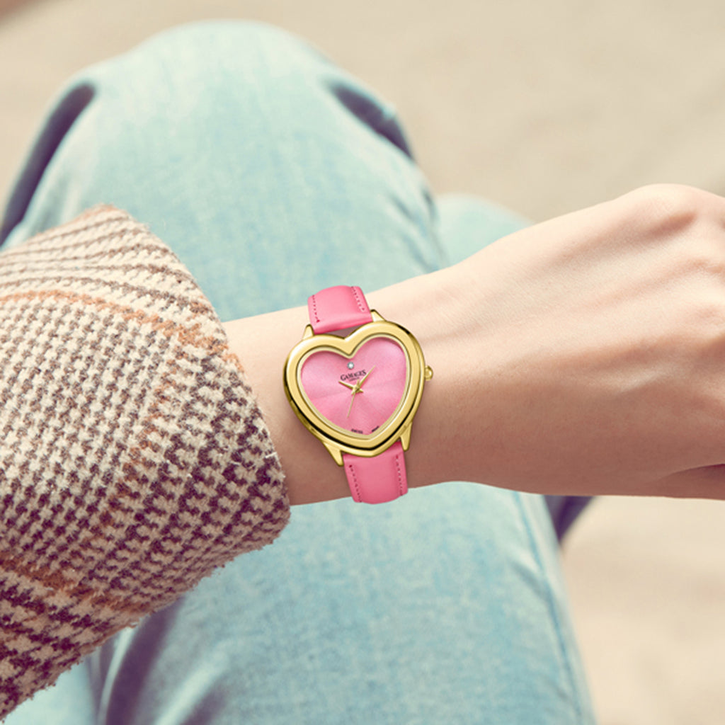 GAMAGES OF LONDON LIMITED EDITION Pure Heart Diamond in Gold Pink Quartz Watch with Stainless Steel - 5 Year Warranty_8215062_2