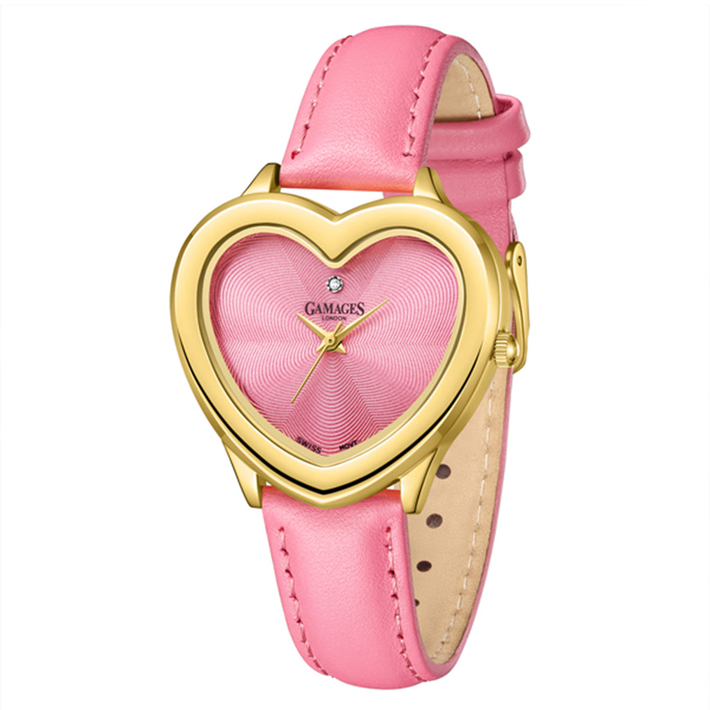 GAMAGES OF LONDON LIMITED EDITION Pure Heart Diamond in Gold Pink Quartz Watch with Stainless Steel - 5 Year Warranty_8215062_3