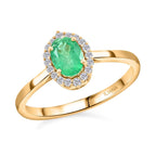 Luxoro 14K Yellow Gold AAA Zambian Emerald, White Diamond I2 Ring, Gold Wt.3.4 Gms  1.000  Ct._8215080