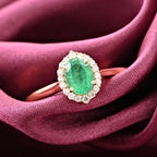 Luxoro 14K Yellow Gold AAA Zambian Emerald, White Diamond I2 Ring, Gold Wt.3.4 Gms  1.000  Ct._8215080_1
