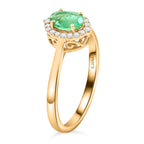 Luxoro 14K Yellow Gold AAA Zambian Emerald, White Diamond I2 Ring, Gold Wt.3.4 Gms  1.000  Ct._8215080_3