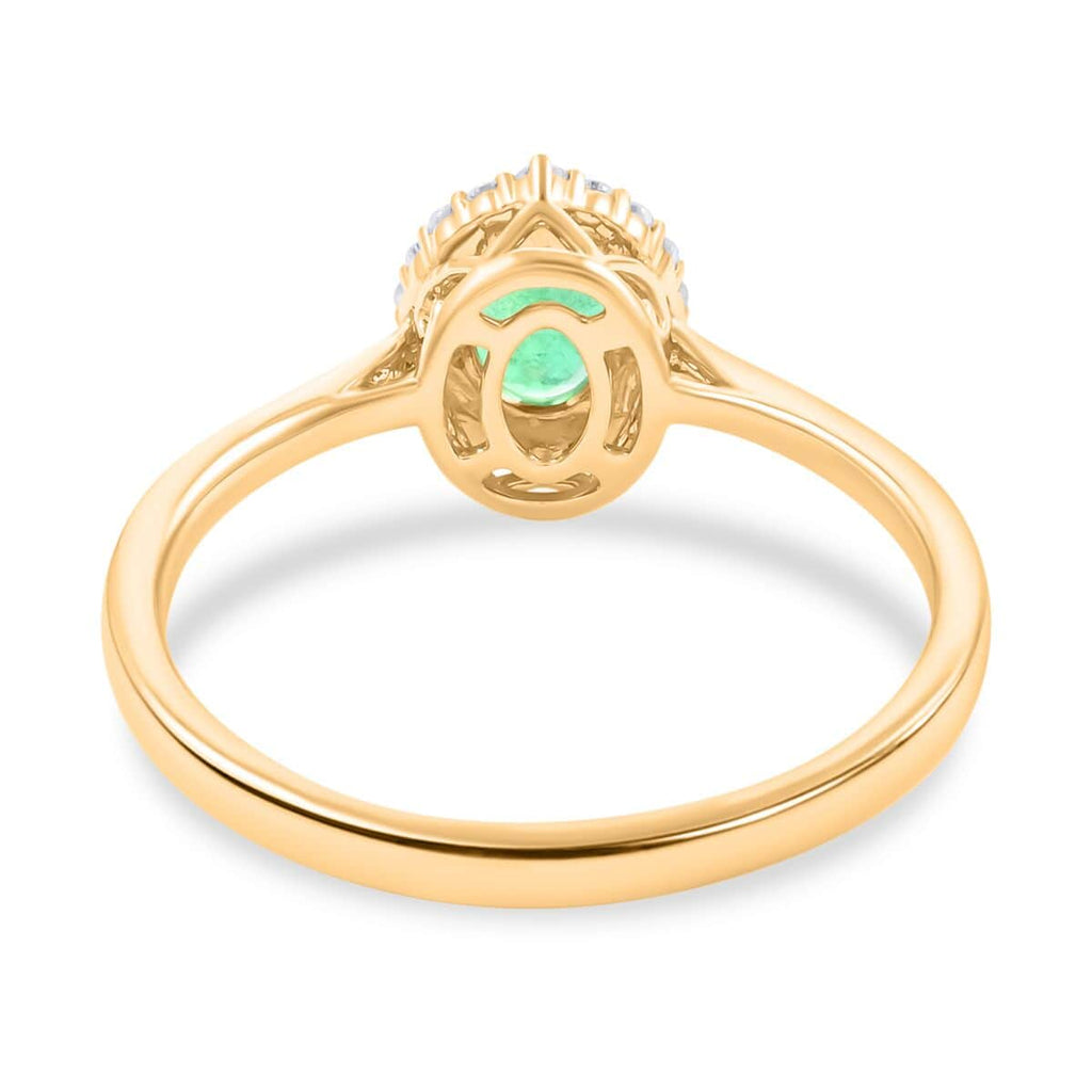 Luxoro 14K Yellow Gold AAA Zambian Emerald, White Diamond I2 Ring, Gold Wt.3.4 Gms  1.000  Ct._8215080_4