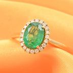 Luxoro 14K Yellow Gold AAA Zambian Emerald, White Diamond I2 Ring, Gold Wt.3.18 Gms  1.400  Ct._8215093_1