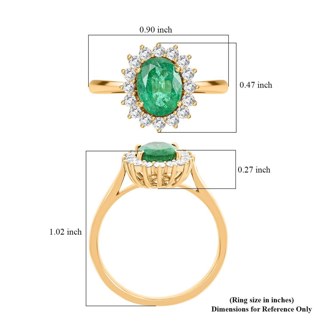 Luxoro 14K Yellow Gold AGI Certified AAA Zambian Emerald & White Diamond Halo Ring 2.18 Ct, Gold Wt. 3.90 Gms_8215119_5