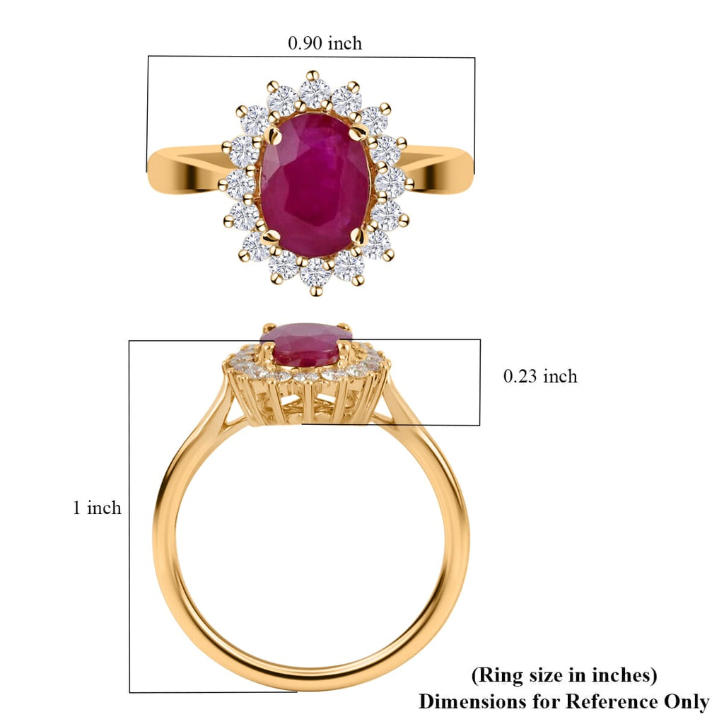 Luxoro 14K Yellow Gold AAA Mozambique Ruby, White Diamond I2 Ring, Gold Wt.3.14 Gms  1.790  Ct._8215130_4