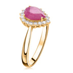Luxoro - 14K Yellow Gold AGI Certified AAA Mozambique Ruby & White Diamond Halo Ring 1.38 Ct._8215145_2