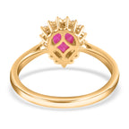 Luxoro - 14K Yellow Gold AGI Certified AAA Mozambique Ruby & White Diamond Halo Ring 1.38 Ct._8215145_3