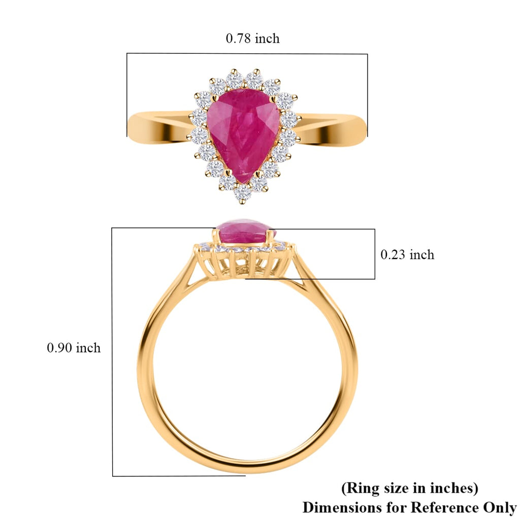 Luxoro - 14K Yellow Gold AGI Certified AAA Mozambique Ruby & White Diamond Halo Ring 1.38 Ct._8215145_4
