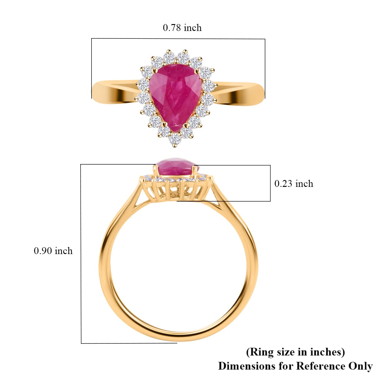 Certified &amp; Appraised LUXURO14K Yellow Gold AAA Mozambique Ruby, White Diamond Halo Ring 1.38 Ct. 8215145 4