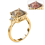 Luxoro - 14K Yellow Gold AGI Certified AAA Turkizite & White Diamond Trilogy Ring 4.35 Ct_8215178