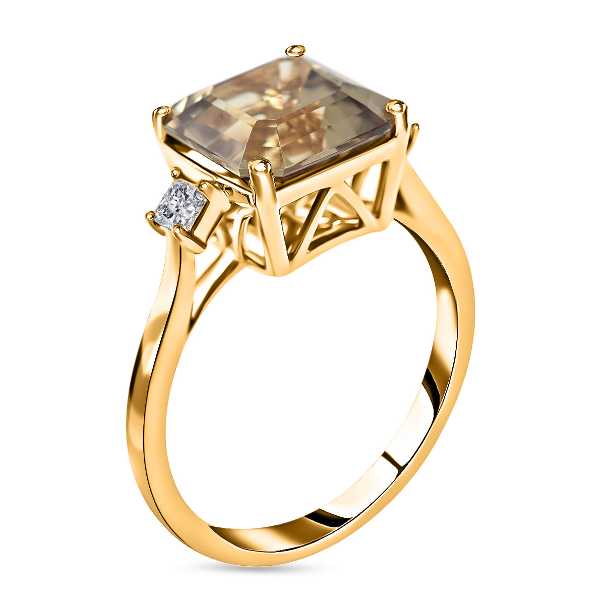 Certified &amp; Appraised LUXURO14K Yellow Gold AAA Turkizite, White Diamond Ring, 4.35 Ct. 8215178 4