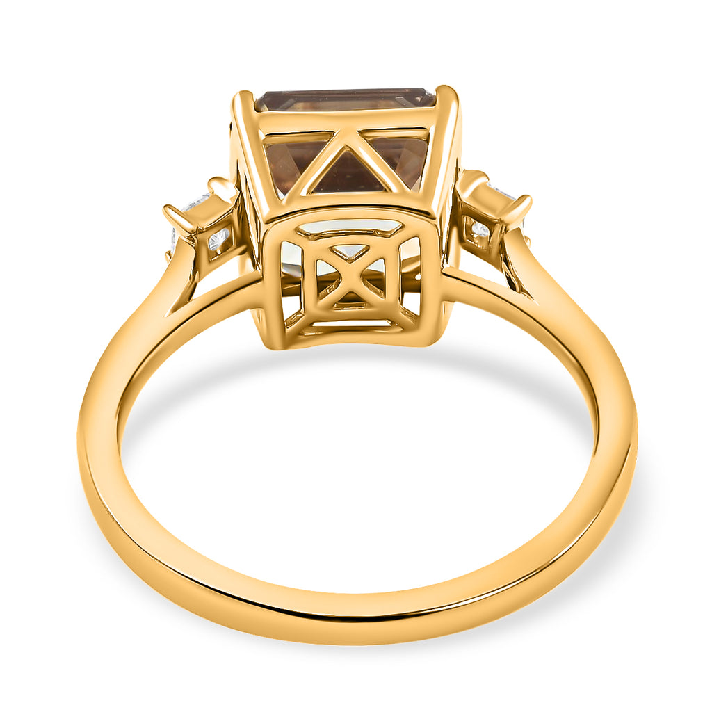 Luxoro - 14K Yellow Gold AGI Certified AAA Turkizite & White Diamond Trilogy Ring 4.35 Ct_8215178_5