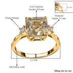Luxoro - 14K Yellow Gold AGI Certified AAA Turkizite & White Diamond Trilogy Ring 4.35 Ct_8215178_6