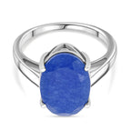 Close Out Deal - Blue Jade Ring in Rhodium Overlay Sterling Silver 5.15 Ct._8216282
