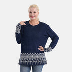 Tamsy Brushed Stretch Polka Dot Jersey Top (One Size) - Navy_8216648
