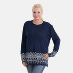 Tamsy Brushed Stretch Polka Dot Jersey Top (One Size) - Navy_8216648_3