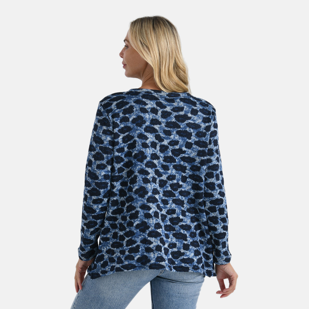 Super Cozy Tamsy Brush Stretch Jersey Jumper (One Size) - Navy & Blue_8217720_1