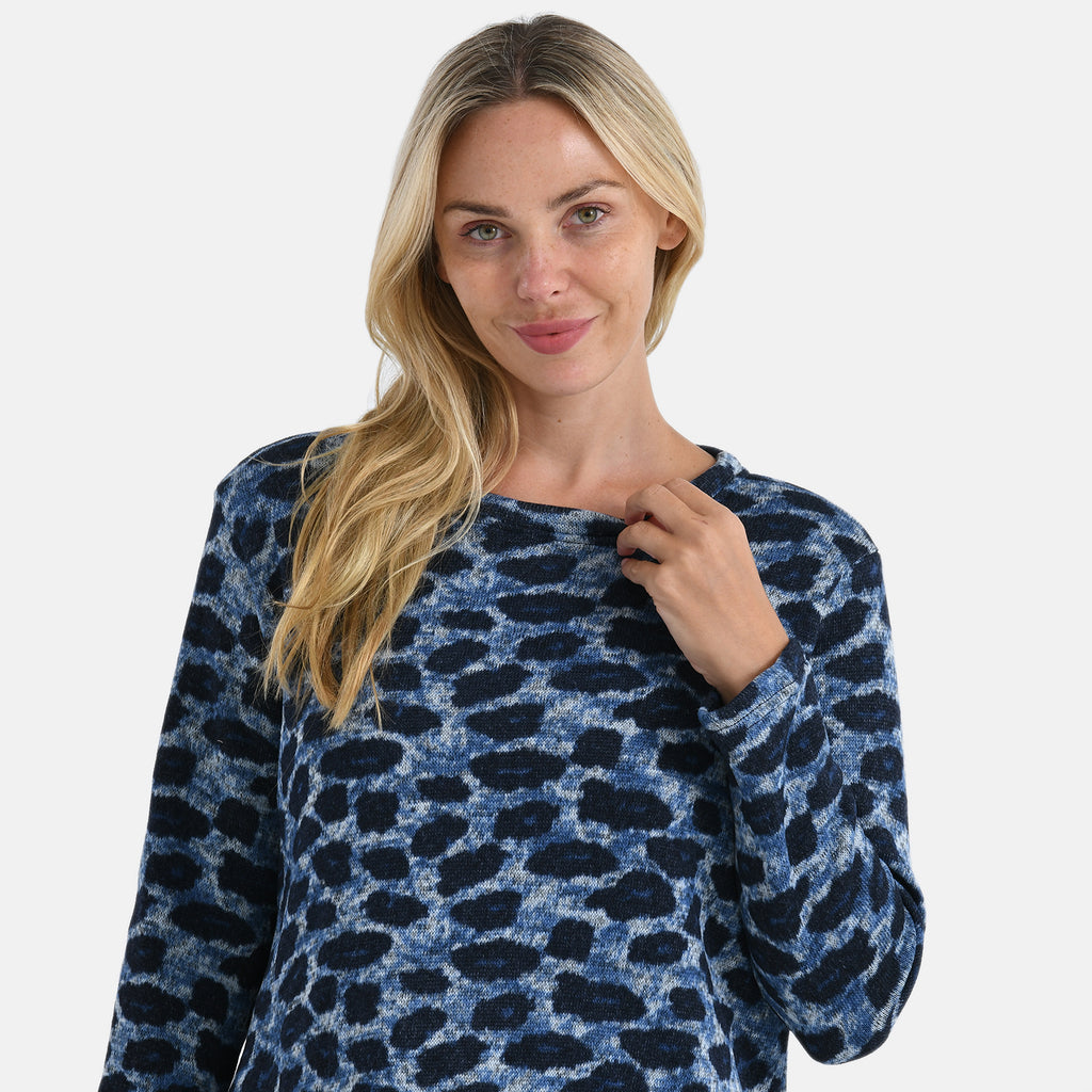 Super Cozy Tamsy Brush Stretch Jersey Jumper (One Size) - Navy & Blue_8217720_4