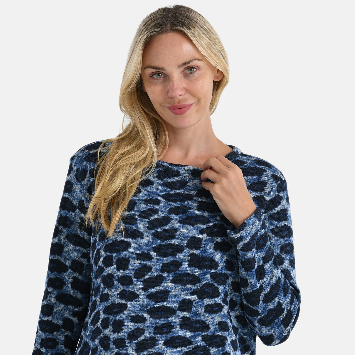 Super Cozy Tamsy Brush Stretch Jersey Jumper (One Size) - Navy &amp; Blue 8217720 4