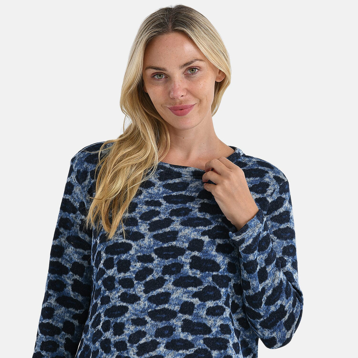 Super Cozy Tamsy Brush Stretch Jersey Jumper (One Size) - Navy &amp; Blue 8217720 5