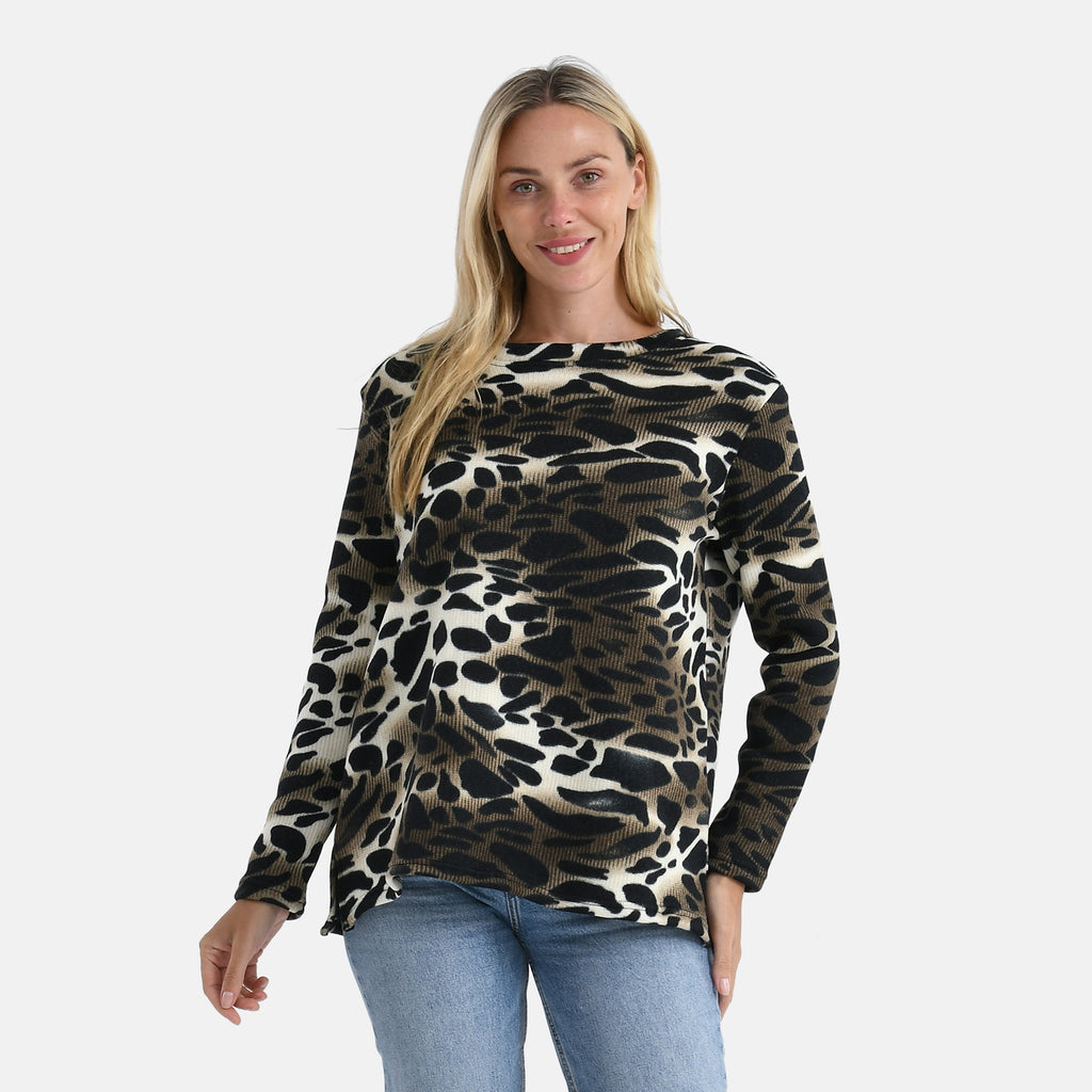 Super Cozy Tamsy Brush Stretch Jersey Jumper (One Size) - Coffee_8217721