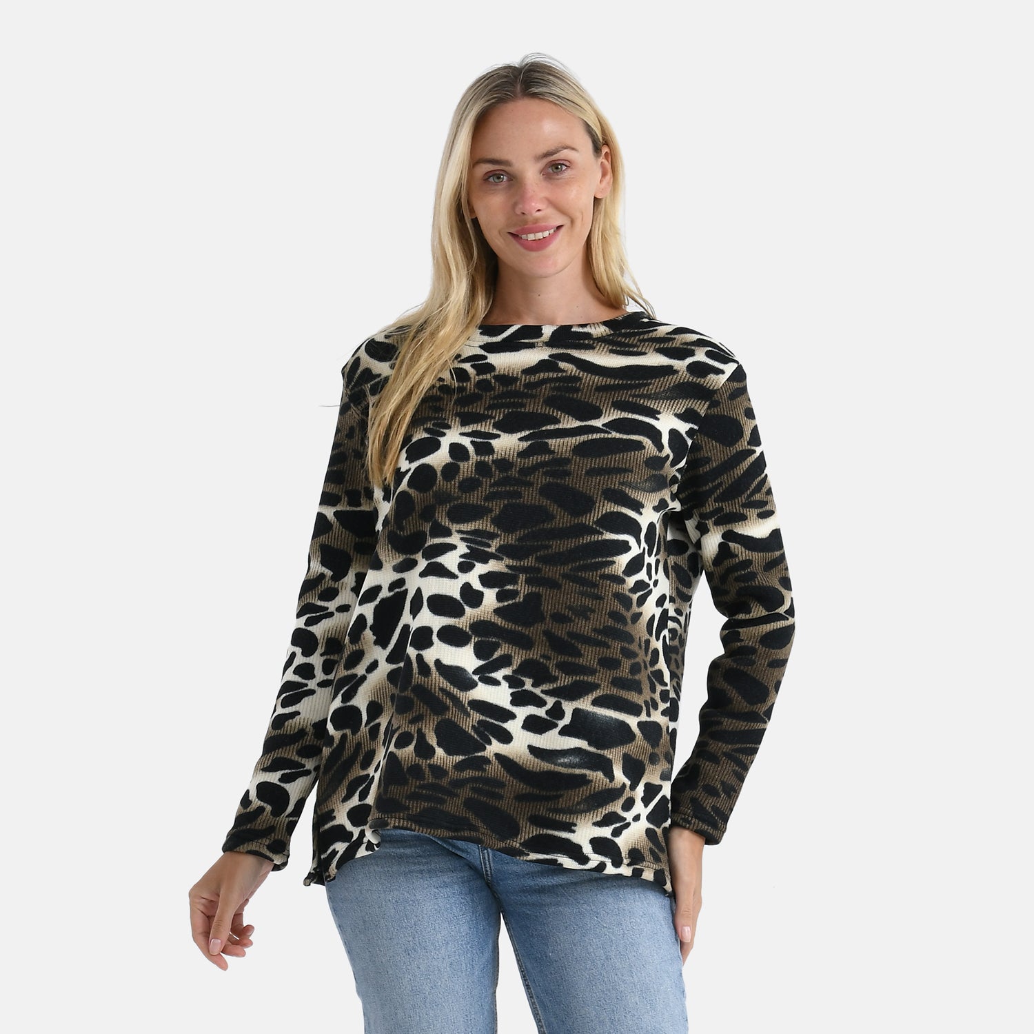 Super Cozy Tamsy Brush Stretch Jersey Jumper (One Size) - Coffee 8217721 0