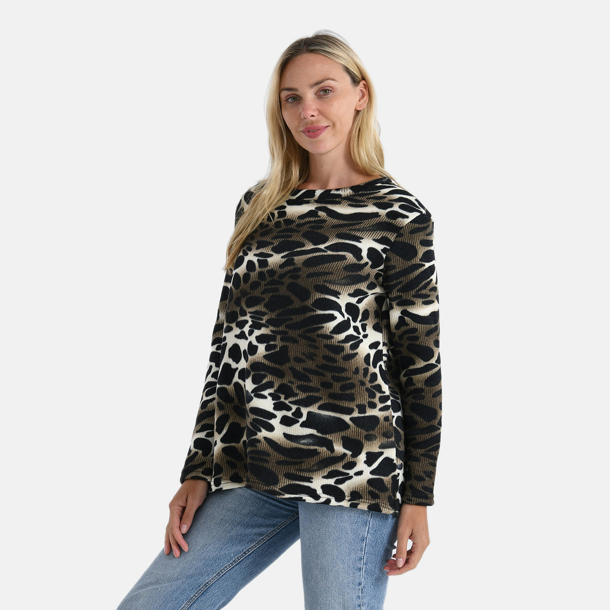 Super Cozy Tamsy Brush Stretch Jersey Jumper (One Size) - Coffee 8217721 2