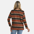Super Cozy Tamsy Brush Stretch Jersey Jumper (One Size) - Orange, Black & Brown_8217722_1