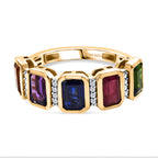 D'joy African Amethyst & Multi Gemstones Ring in Yellow Gold Plated Sterling Silver 3.55 Ct._8220868