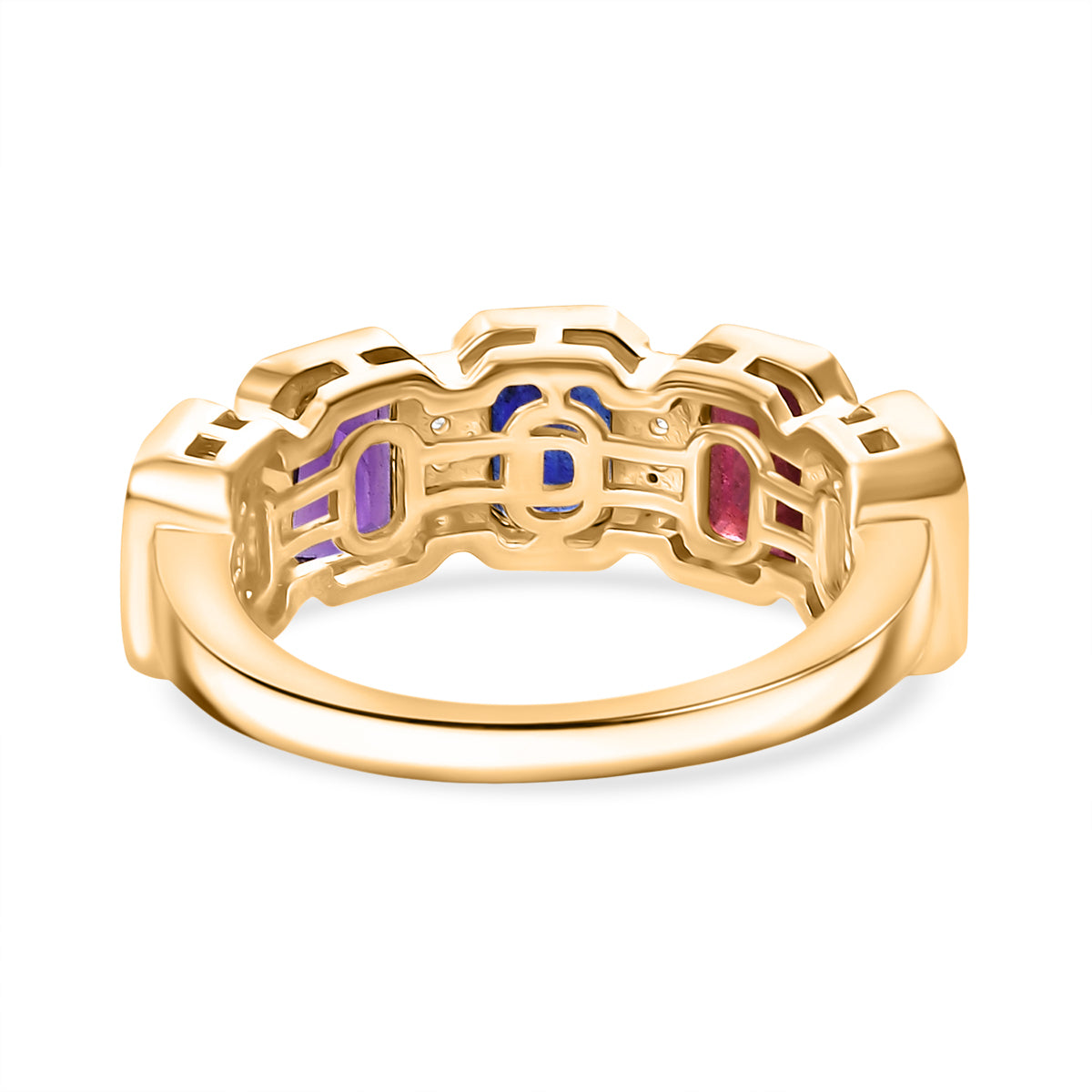 D'joy African Amethyst, Multi Gemstones Ring in Yellow Gold Plated Sterling Silver 3.55 Ct. 8220868 5