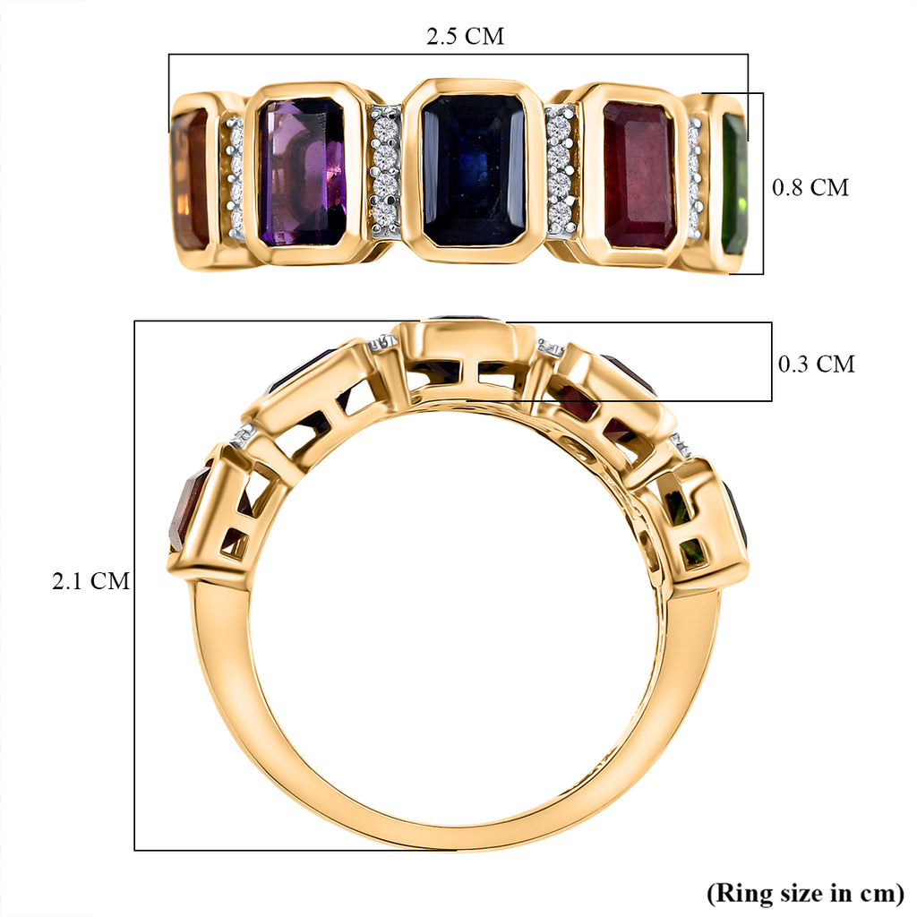 D'joy African Amethyst & Multi Gemstones Ring in Yellow Gold Plated Sterling Silver 3.55 Ct._8220868_5