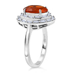 Luxuriant 950 Platinum AAA Fire Opal Lab Grown Diamond (VS/EF) Double Halo Ring 2.30 Ct, Platinum Wt. 5.50 Gms._8220878_3