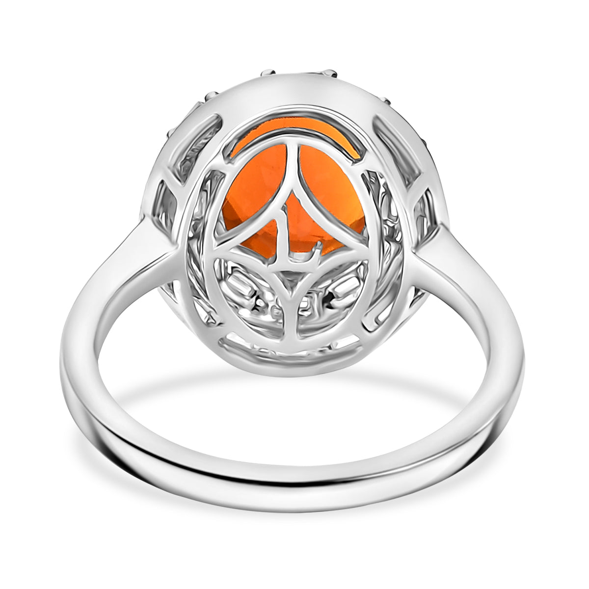 LUXURIANT 950 Platinum AAA Fire Opal Lab Grown Diamond Double Halo Ring 2.30 Ct. (VS-EF) 8220878 5