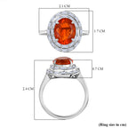 Luxuriant 950 Platinum AAA Fire Opal Lab Grown Diamond (VS/EF) Double Halo Ring 2.30 Ct, Platinum Wt. 5.50 Gms._8220878_5