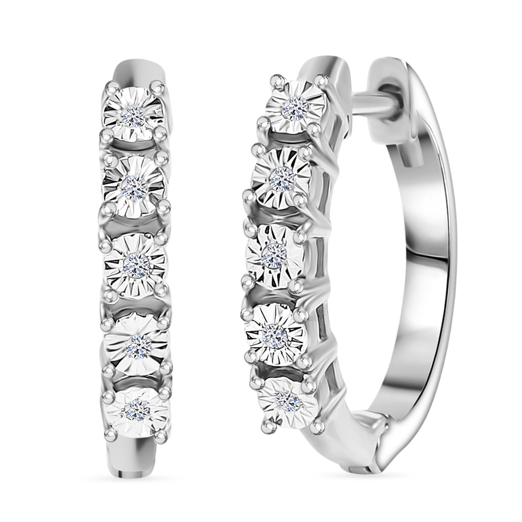 Natural White Diamond Hoop Earring in Platinum Overlay Sterling Silver_8221521