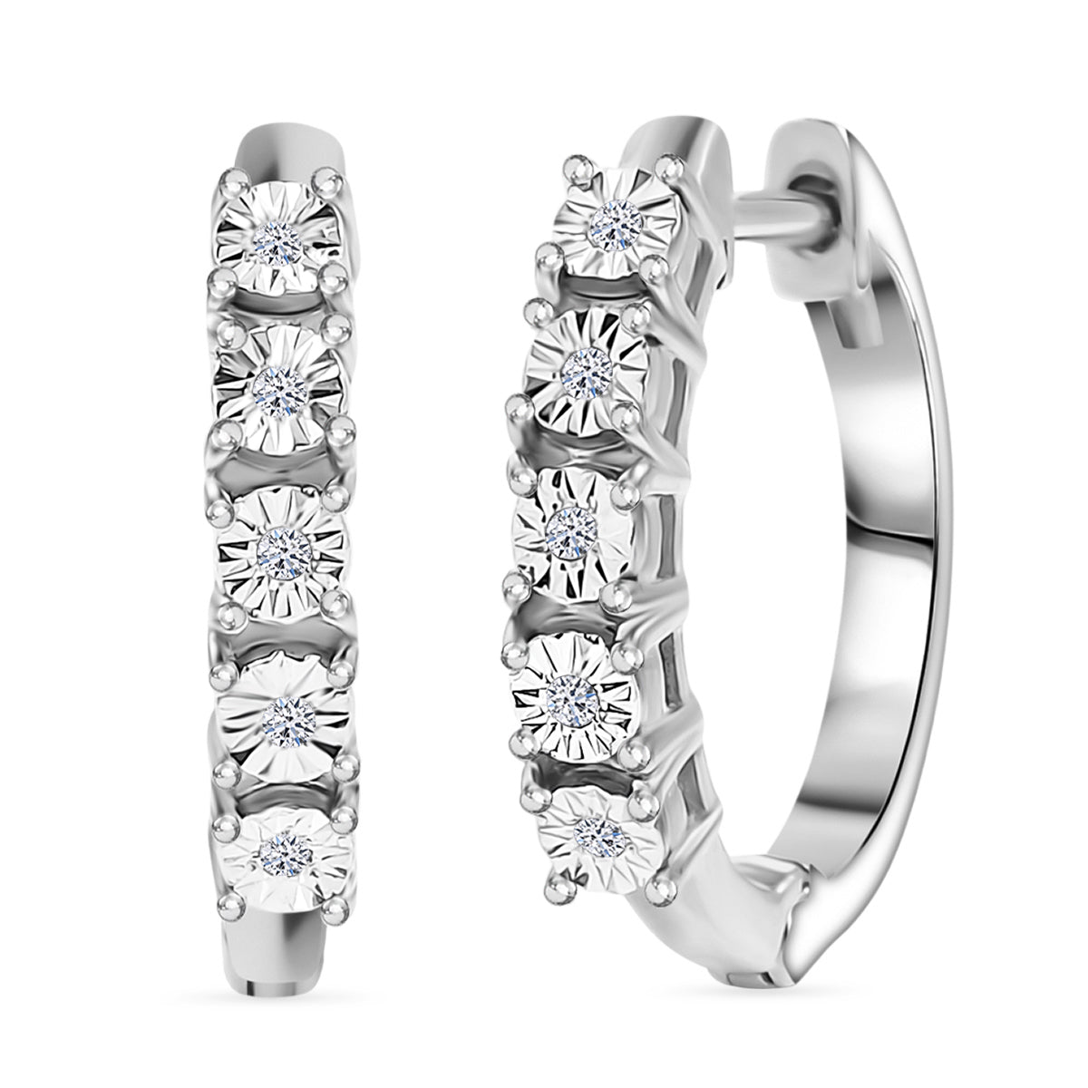 Natural White Diamond Full Hoop Earring Platinum Overlay Sterling Silver 8221521 0
