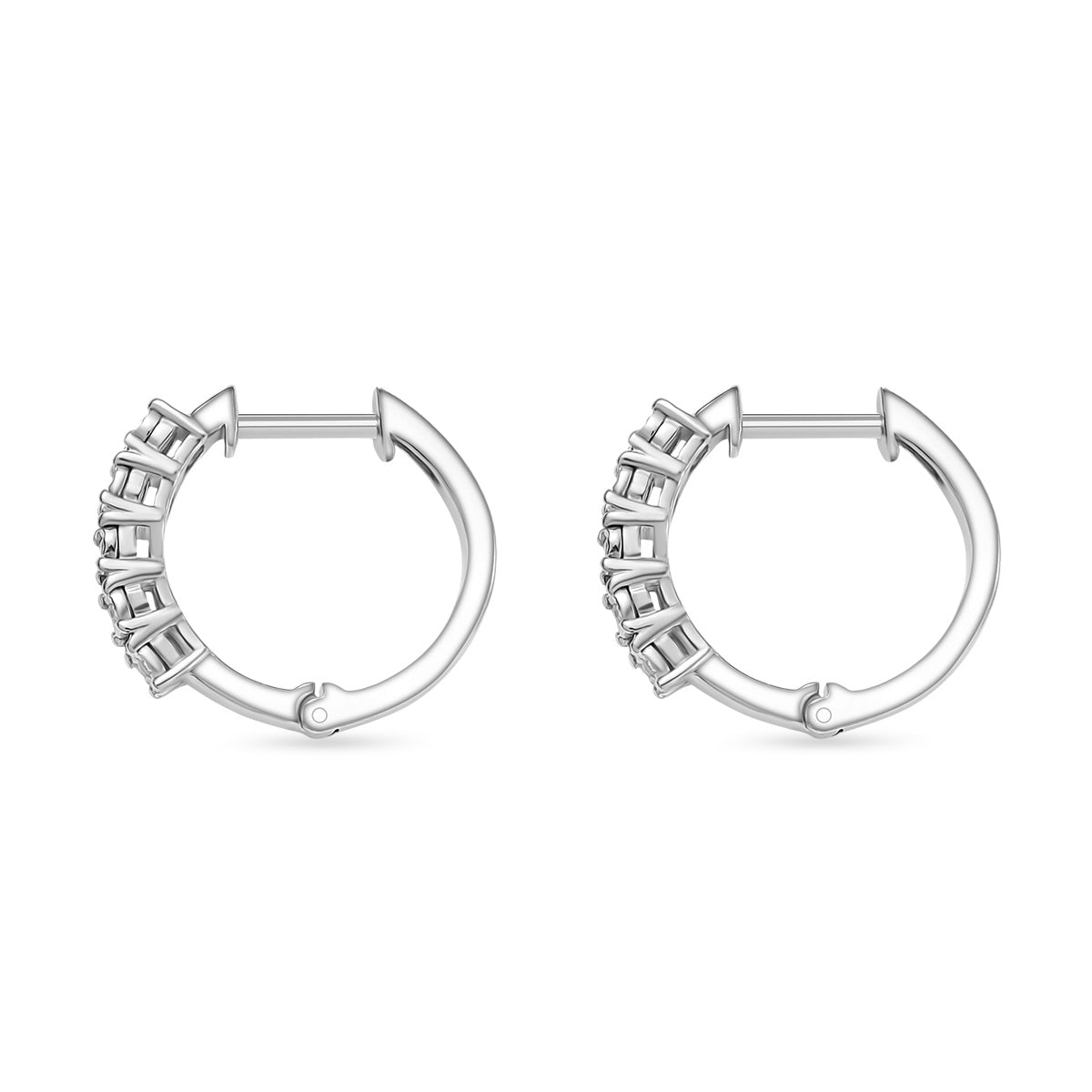 Natural White Diamond Full Hoop Earring Platinum Overlay Sterling Silver 8221521 4