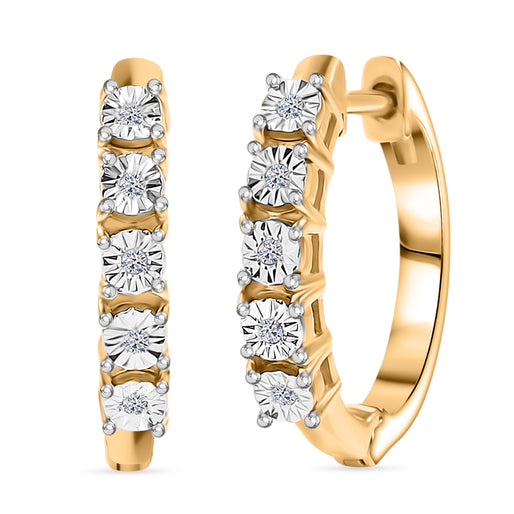 Natural White Diamond Full Hoop Earring in Yellow Gold Overlay Sterling Silver