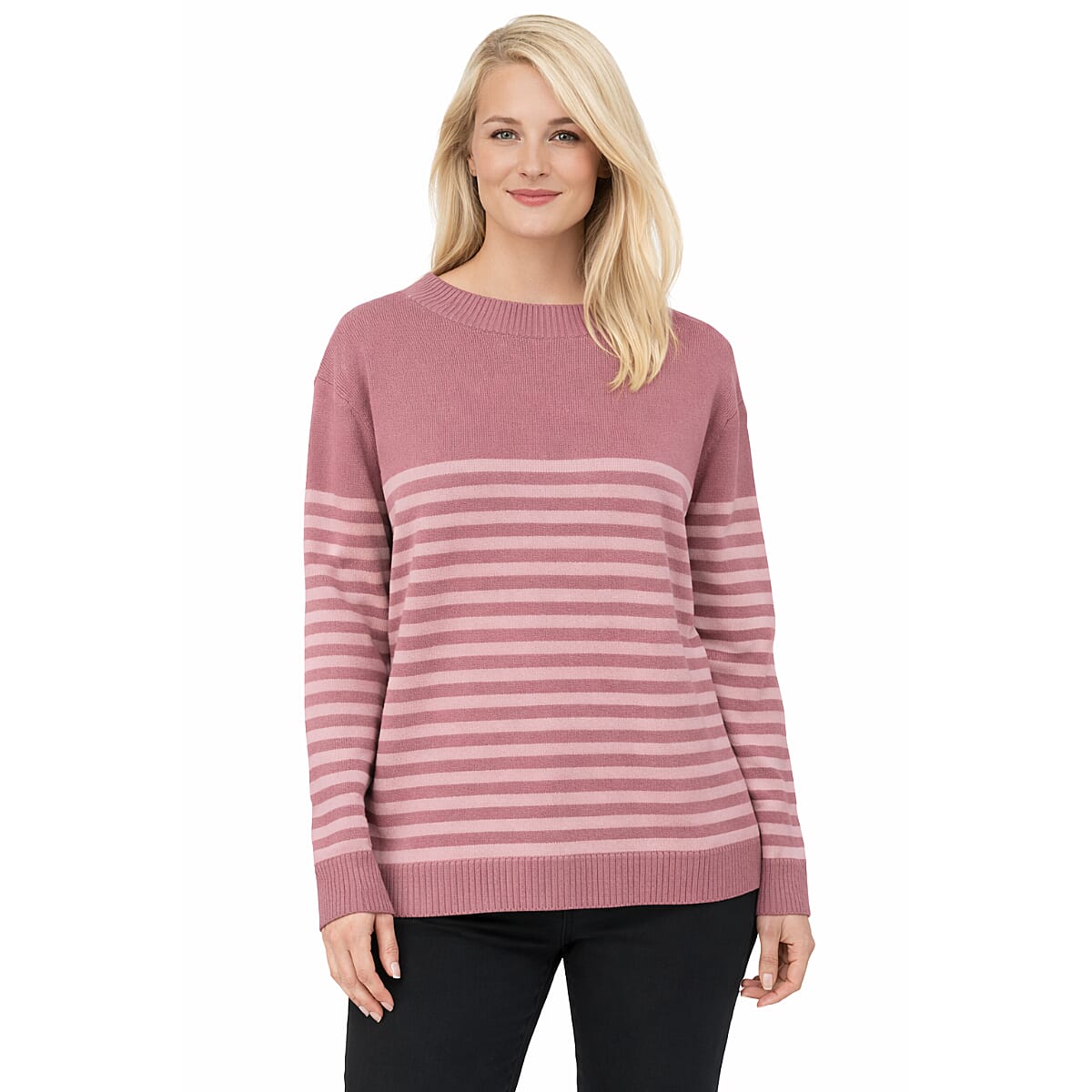 Pure And Natural Boat Neck Striped Jumper (Size 20) - Pink V32515984 0