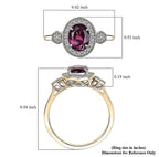 Luxoro 10K Yellow Gold AAA Radiant Ember Garnet, White Diamond I2 Main Stone With Side Stone Ring, Gold Wt.2.64 Gms  1.680  Ct._8222666_6